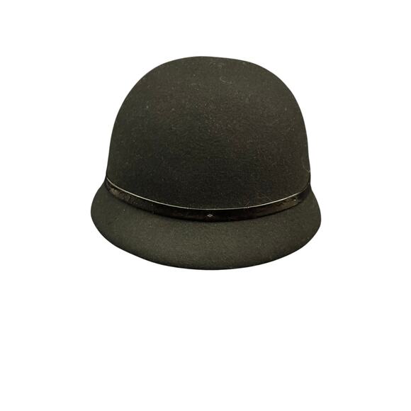 Ann Taylor Black Wool Hat With Patent Leather Trim & Bow Classic Stylish OS - Picture 7 of 7